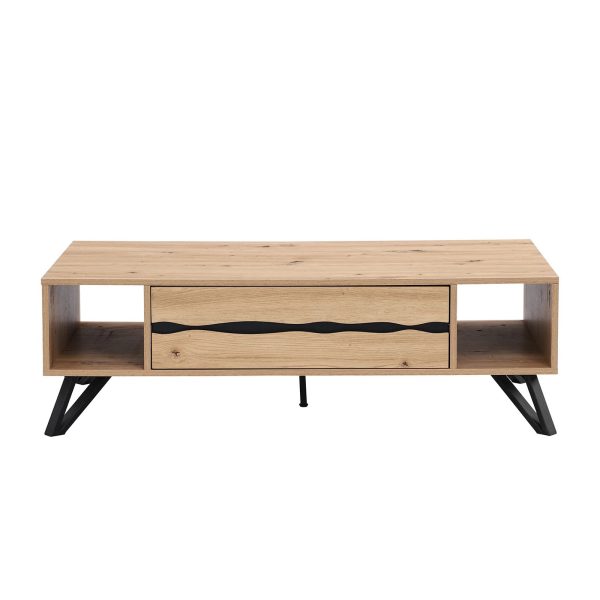 02 One Drawer Coffee Table #452 with Black Metal Legs